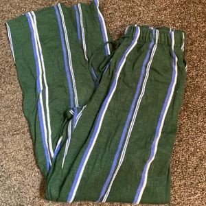 Urban Outfitters Green and Blue Striped Flow Pants